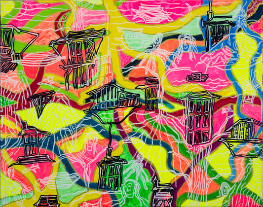 COLOURED AROUND HOUSES AND OCEANIC ANIMALS